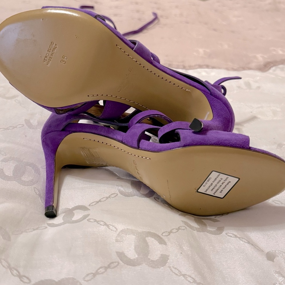 Etro Purple Lace-Up Suede High-Heel Sandals - Picture 9 of 13